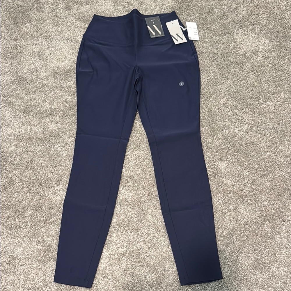 Navy Blue High-Waisted Tummy Control Work Pants